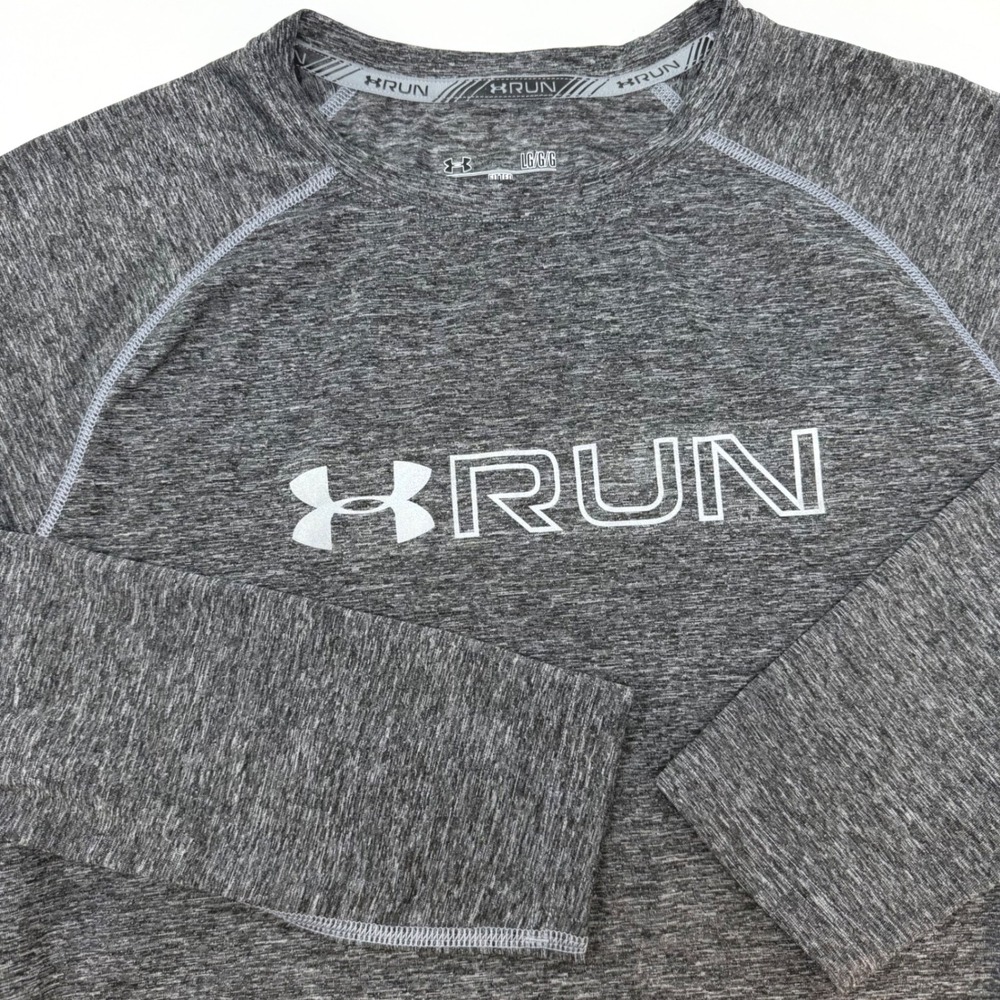Under Armour Mens Large‎ Gray HeatGear UA Run Long Sleeve Fitted Training Shirt